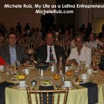 A group of people sitting at a table.