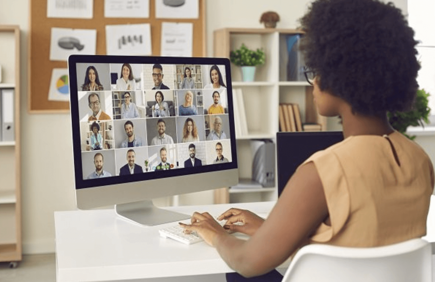 A woman doing a virtual meeting