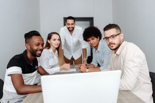 Five people looking at the screen